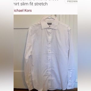 Michael Kors slim fit stretch men’s button down white 15 1/2 32/33  medium
